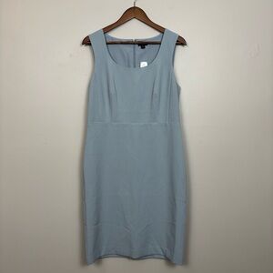 Ann Taylor Factory Dress Sz 8 Blue Sleeveless Lined Knee Length Shift Career